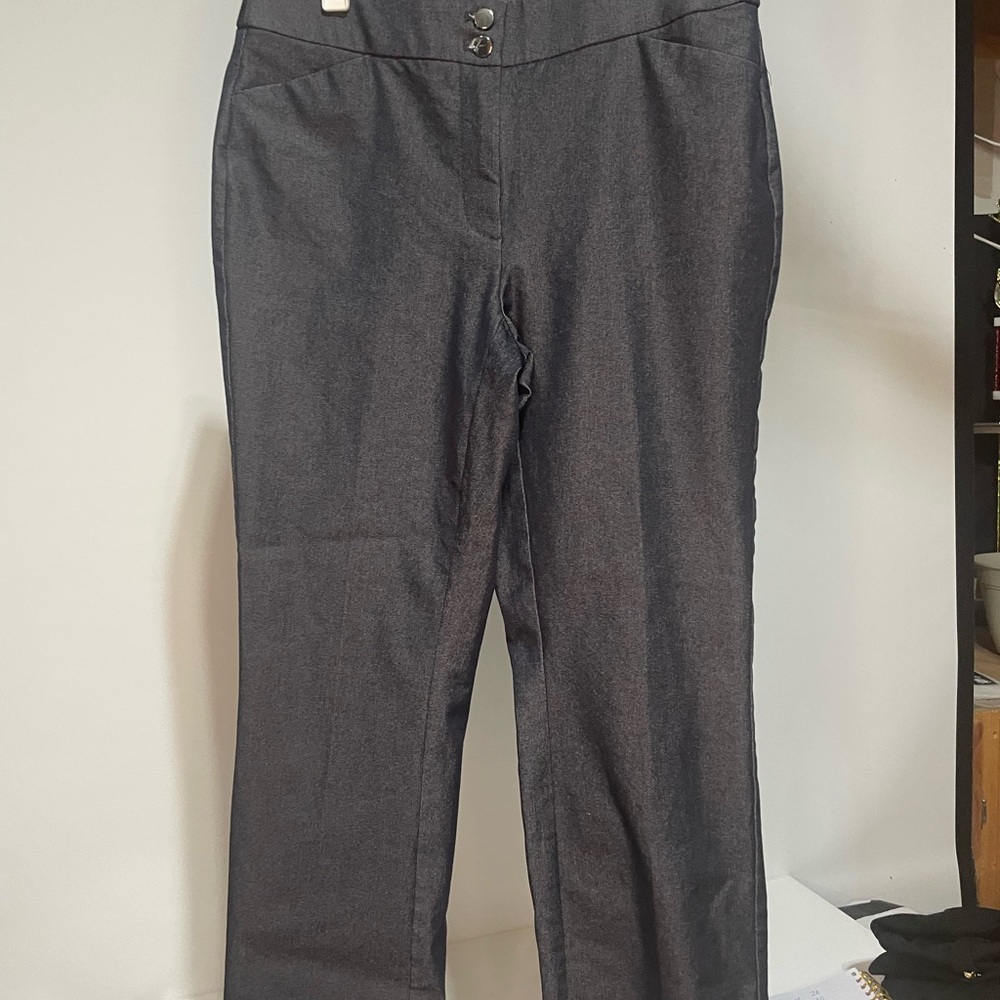 Chicos Travelers Charcoal Gray Blue Cropped Pants Womens Size 00 XS Stretch - Picture 2 of 5